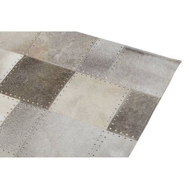 Bosie Safira Small Grey Hair on Leather Patchwork Rug - Image 3