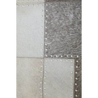 Bosie Safira Small Grey Hair on Leather Patchwork Rug - Image 4