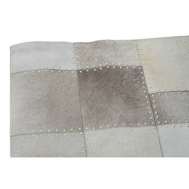Bosie Safira Small Grey Hair on Leather Patchwork Rug - Image 7