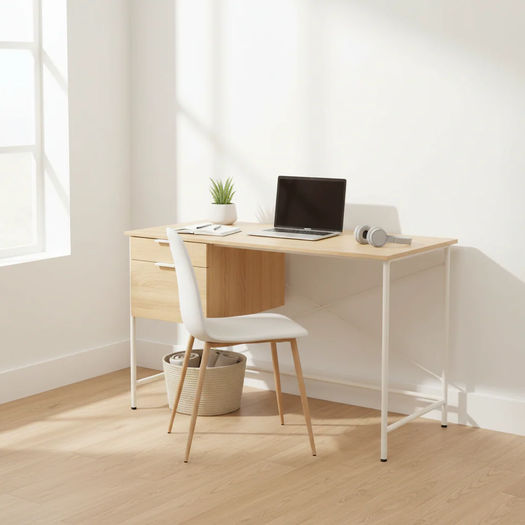 Bradbury Natural Oak Veneer Desk With Drawers - Image 7