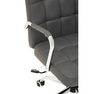 Brent Grey Leather Effect And Chrome Home office Chair - Image 11
