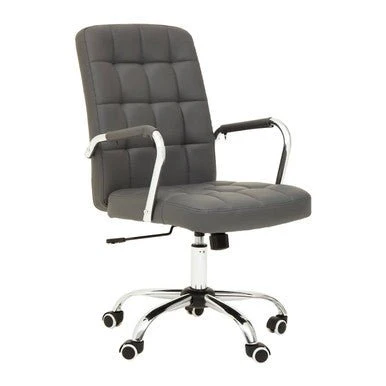 Brent Grey Leather Effect And Chrome Home office Chair - Image 13