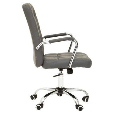 Brent Grey Leather Effect And Chrome Home office Chair - Image 7