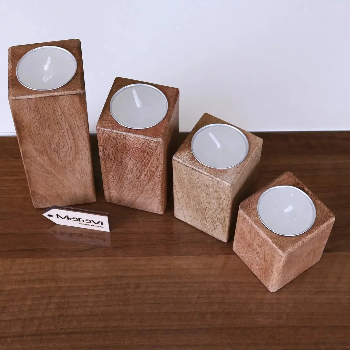 Bure Wooden Tea Light Holders Set of 4 - Image 2