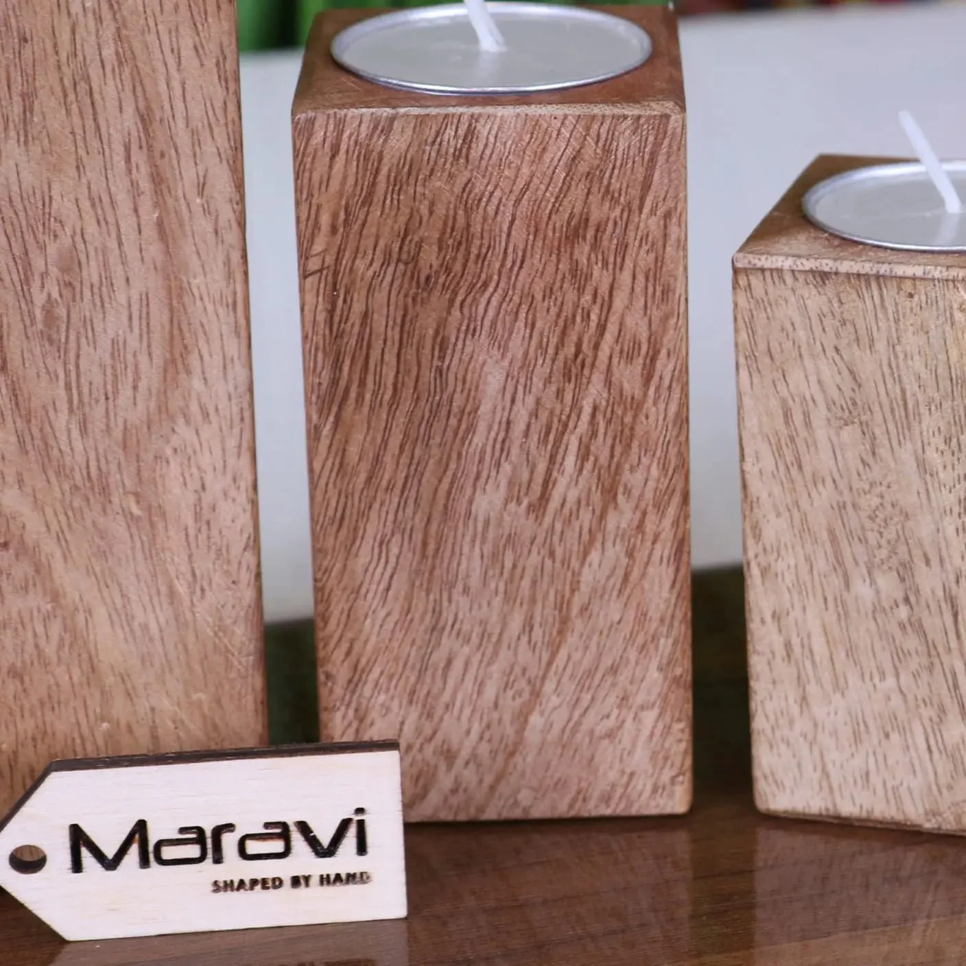 Bure Wooden Tea Light Holders Set of 4 - Image 3