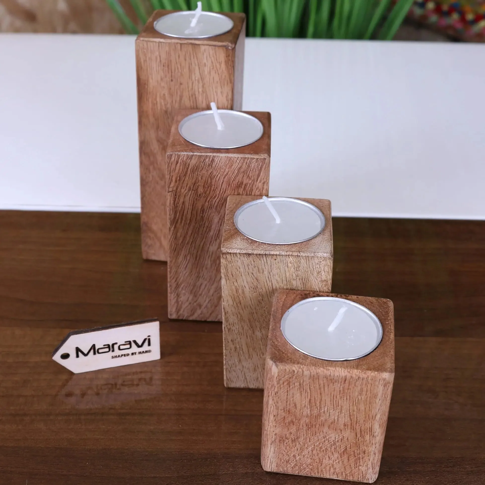 Bure Wooden Tea Light Holders Set of 4 - Image 5