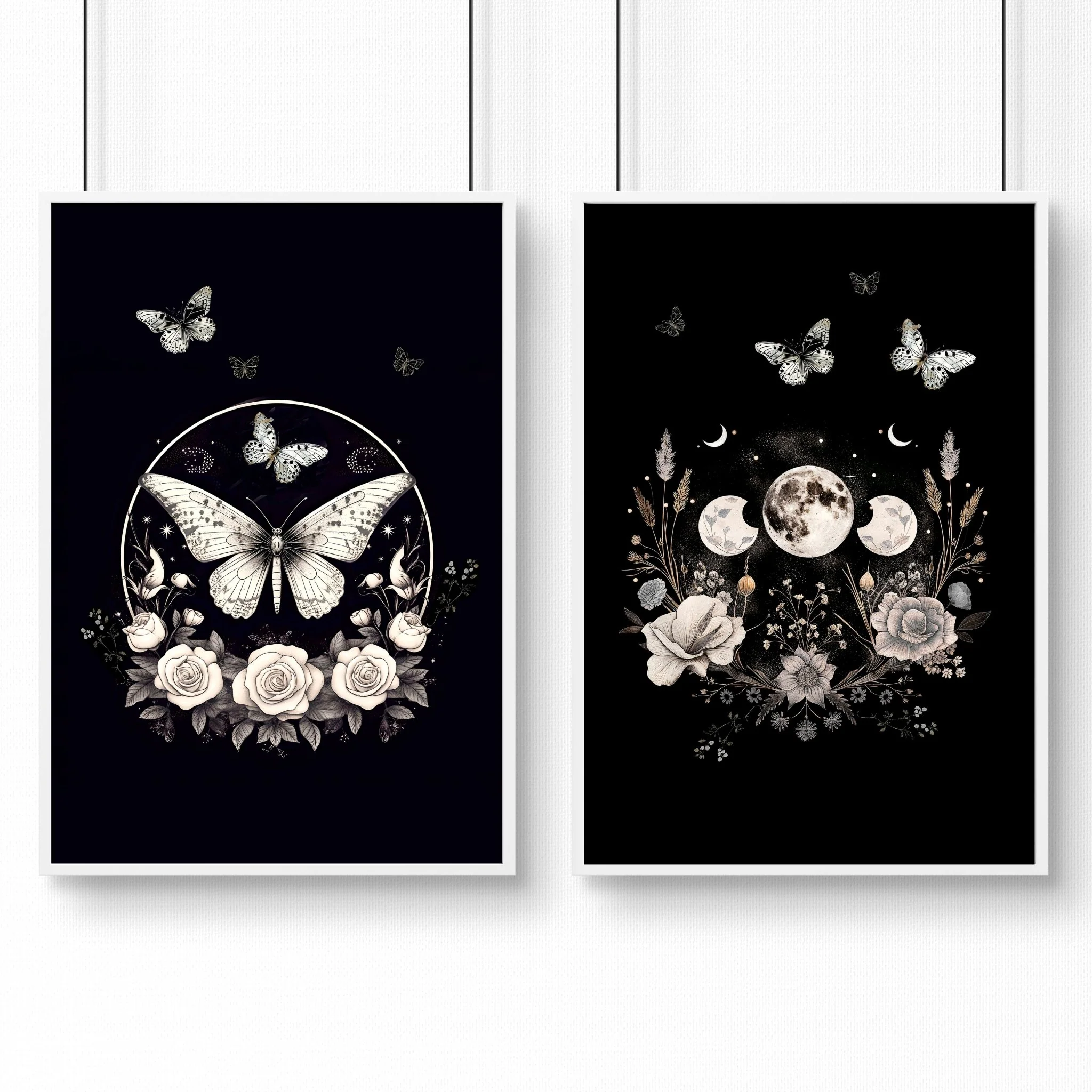 Butterfly Art Wall Decor | Set of 2 Dark Academy Wall art Prints - Image 12