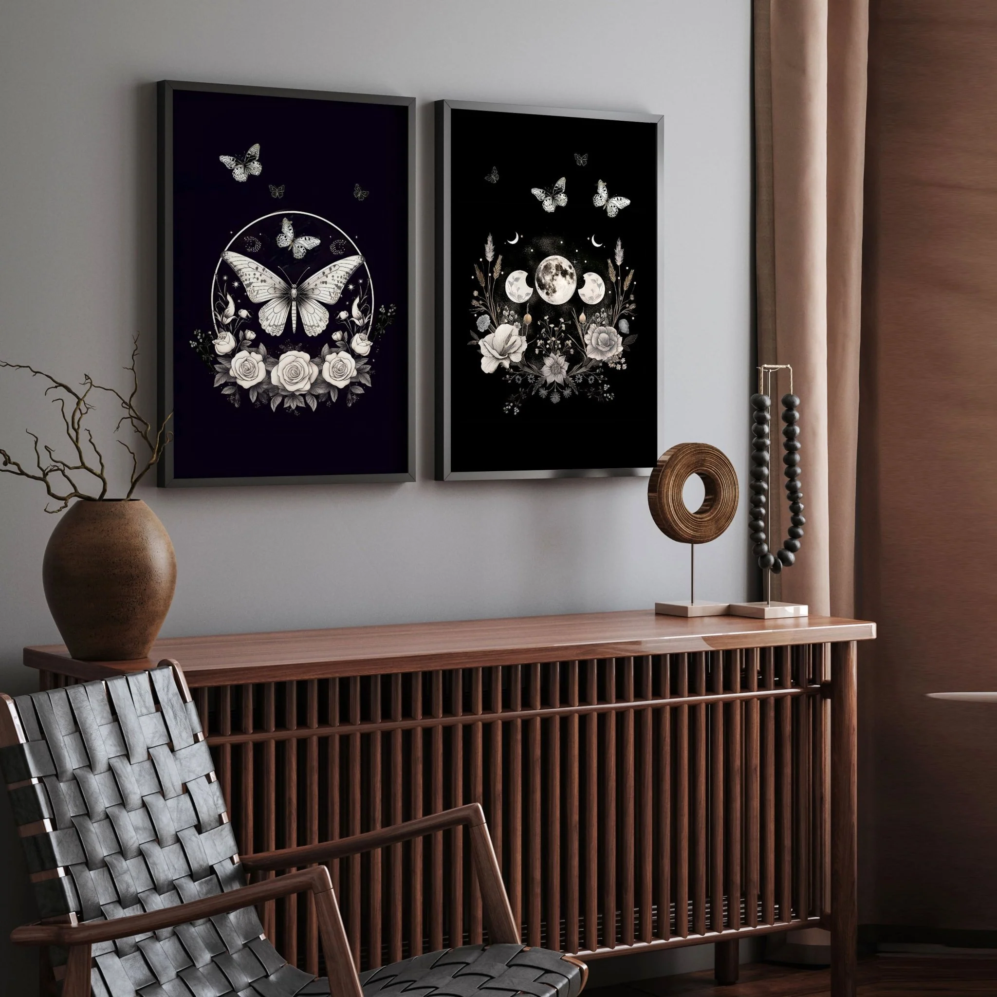 Butterfly Art Wall Decor | Set of 2 Dark Academy Wall art Prints - Image 3