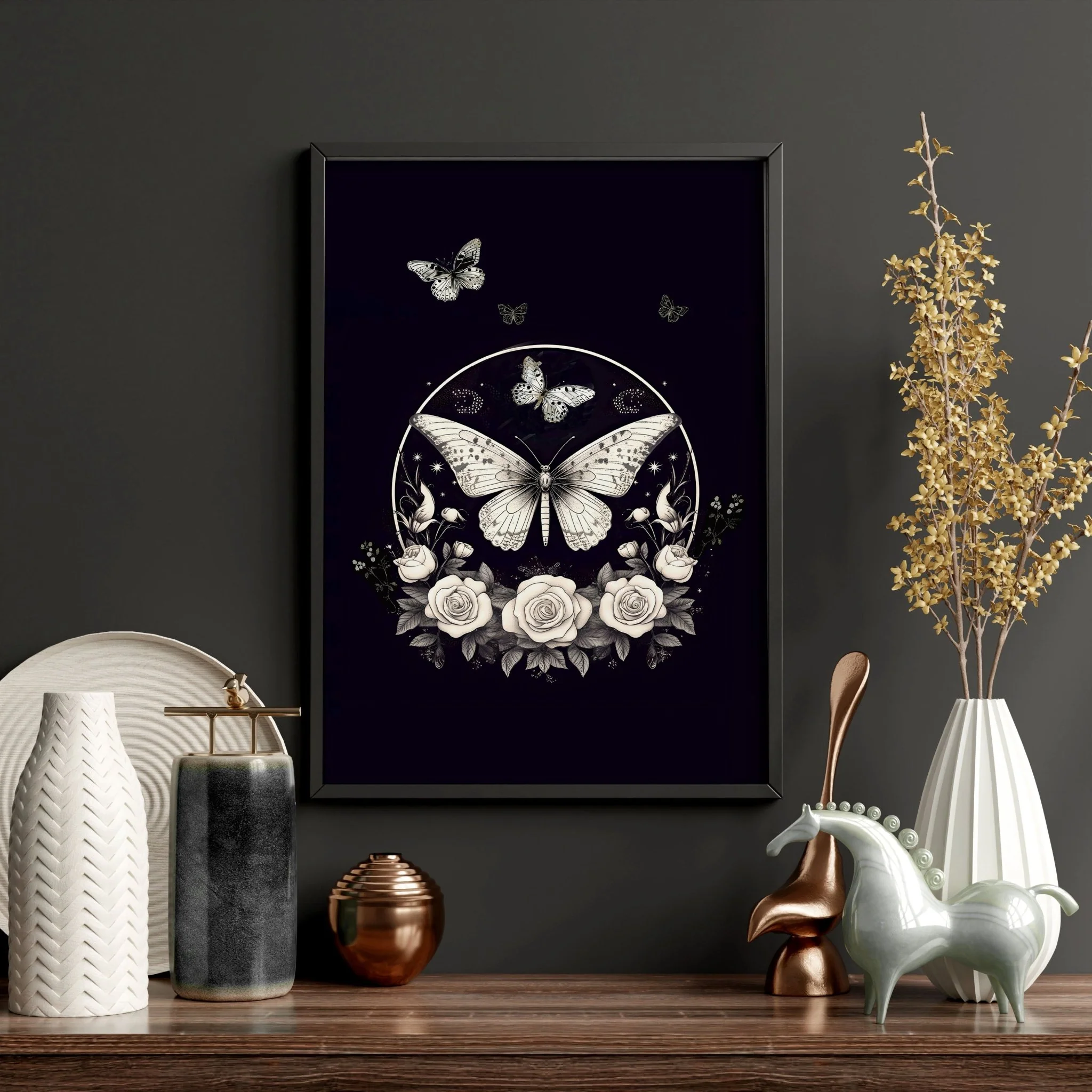 Butterfly Art Wall Decor | Set of 2 Dark Academy Wall art Prints - Image 8