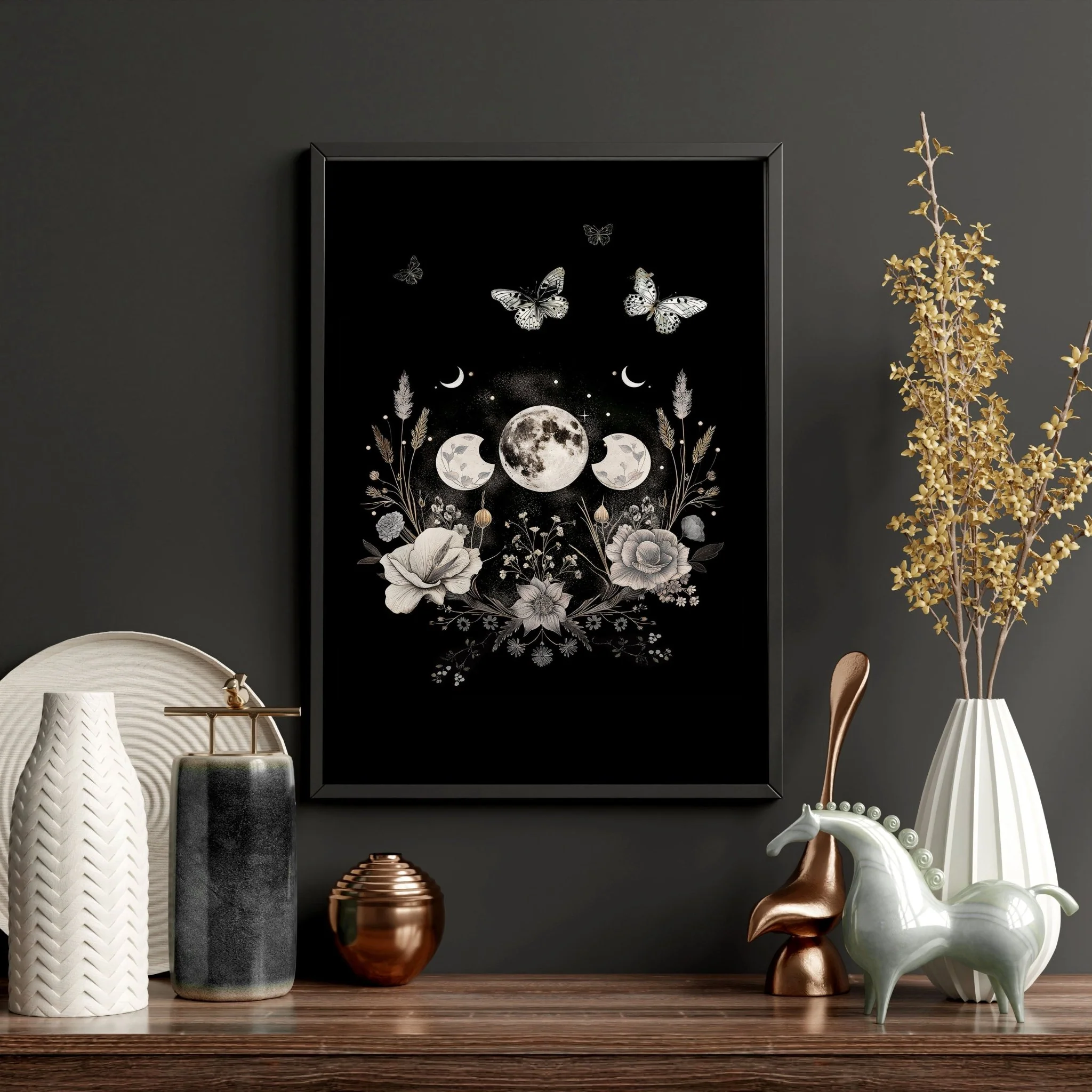 Butterfly Art Wall Decor | Set of 2 Dark Academy Wall art Prints - Image 9