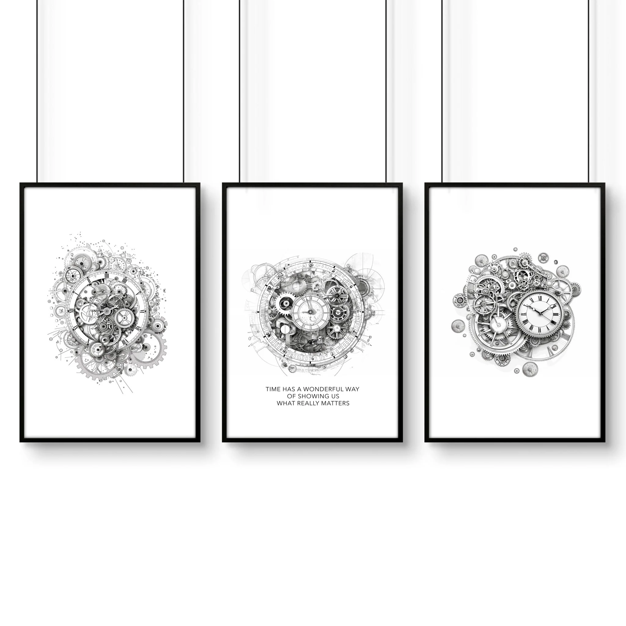 Canvas Painting Wall Decor | Set of 3 Abstract Clocks Wall art Prints - Image 13