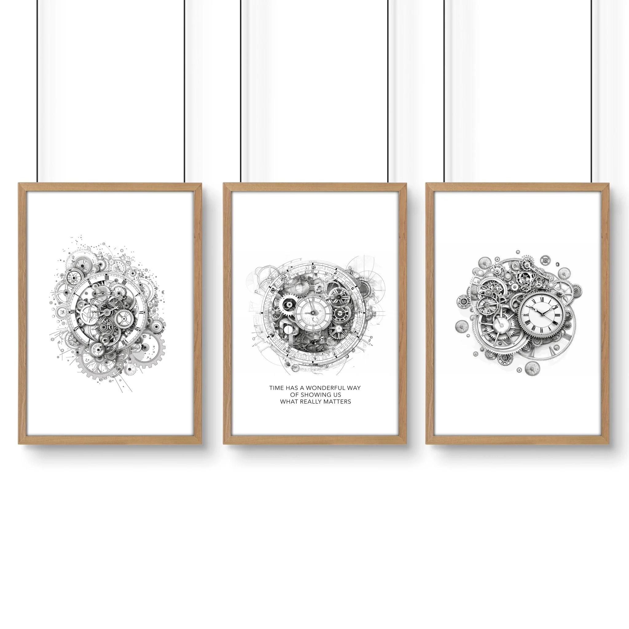 Canvas Painting Wall Decor | Set of 3 Abstract Clocks Wall art Prints - Image 14