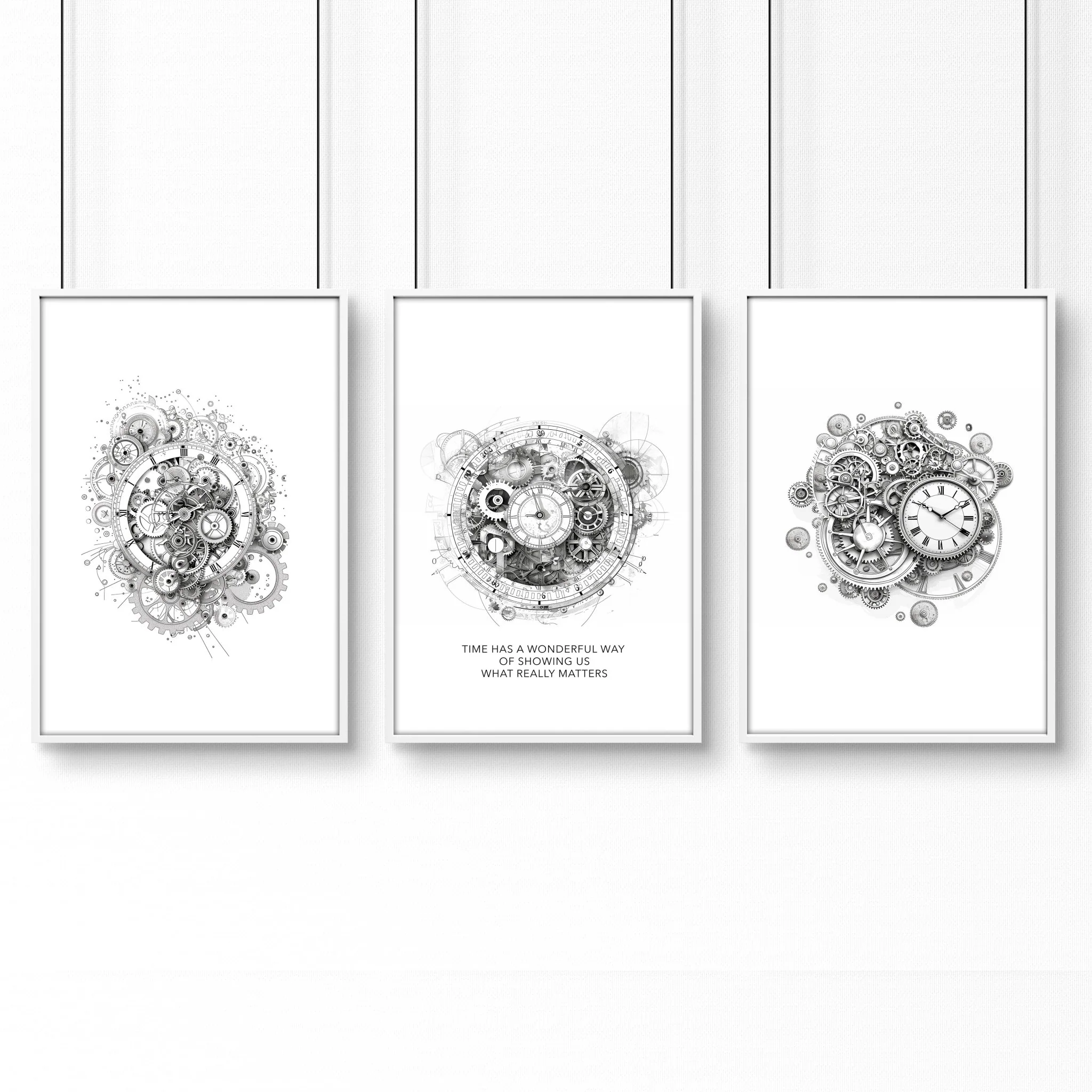Canvas Painting Wall Decor | Set of 3 Abstract Clocks Wall art Prints - Image 15