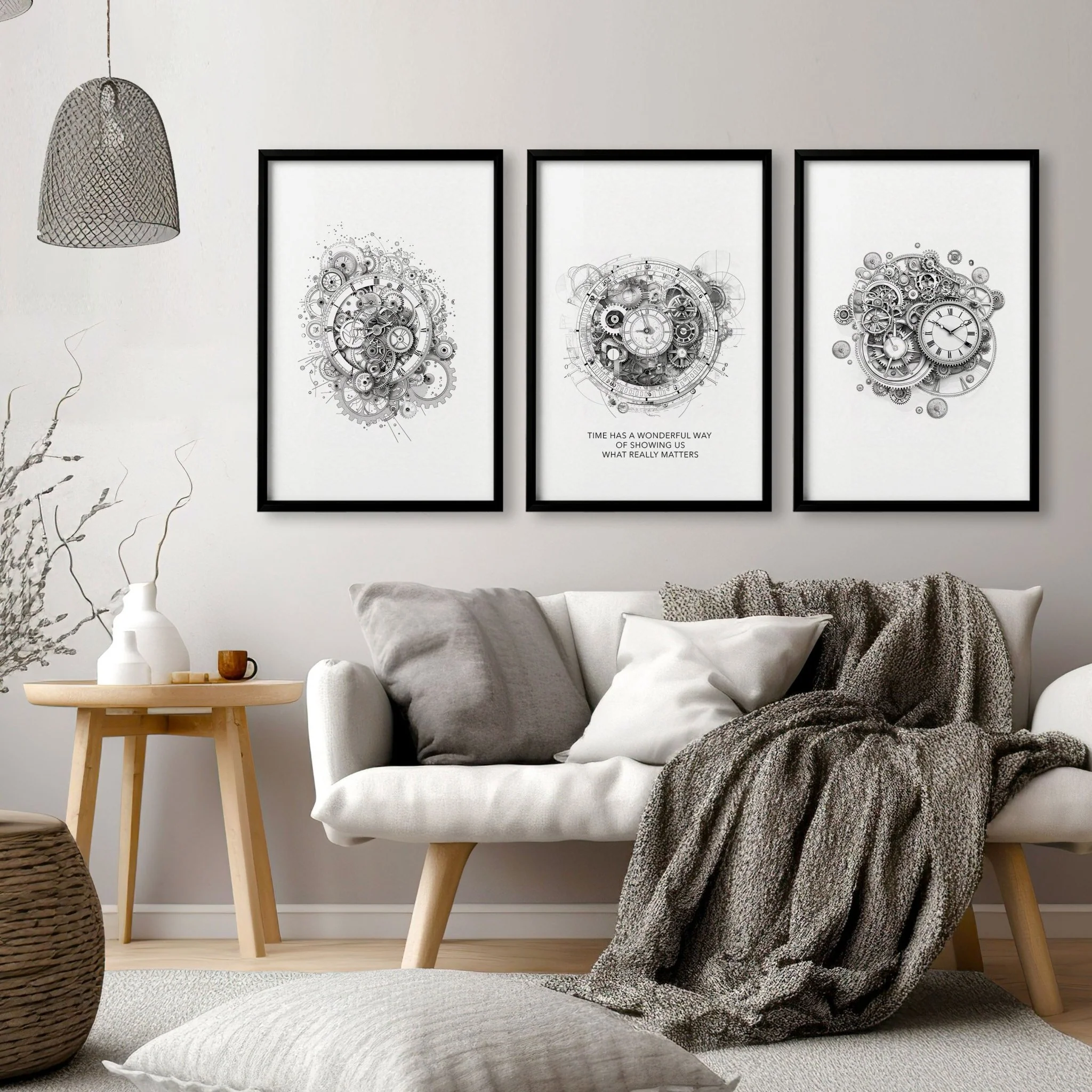 Canvas Painting Wall Decor | Set of 3 Abstract Clocks Wall art Prints - Image 3