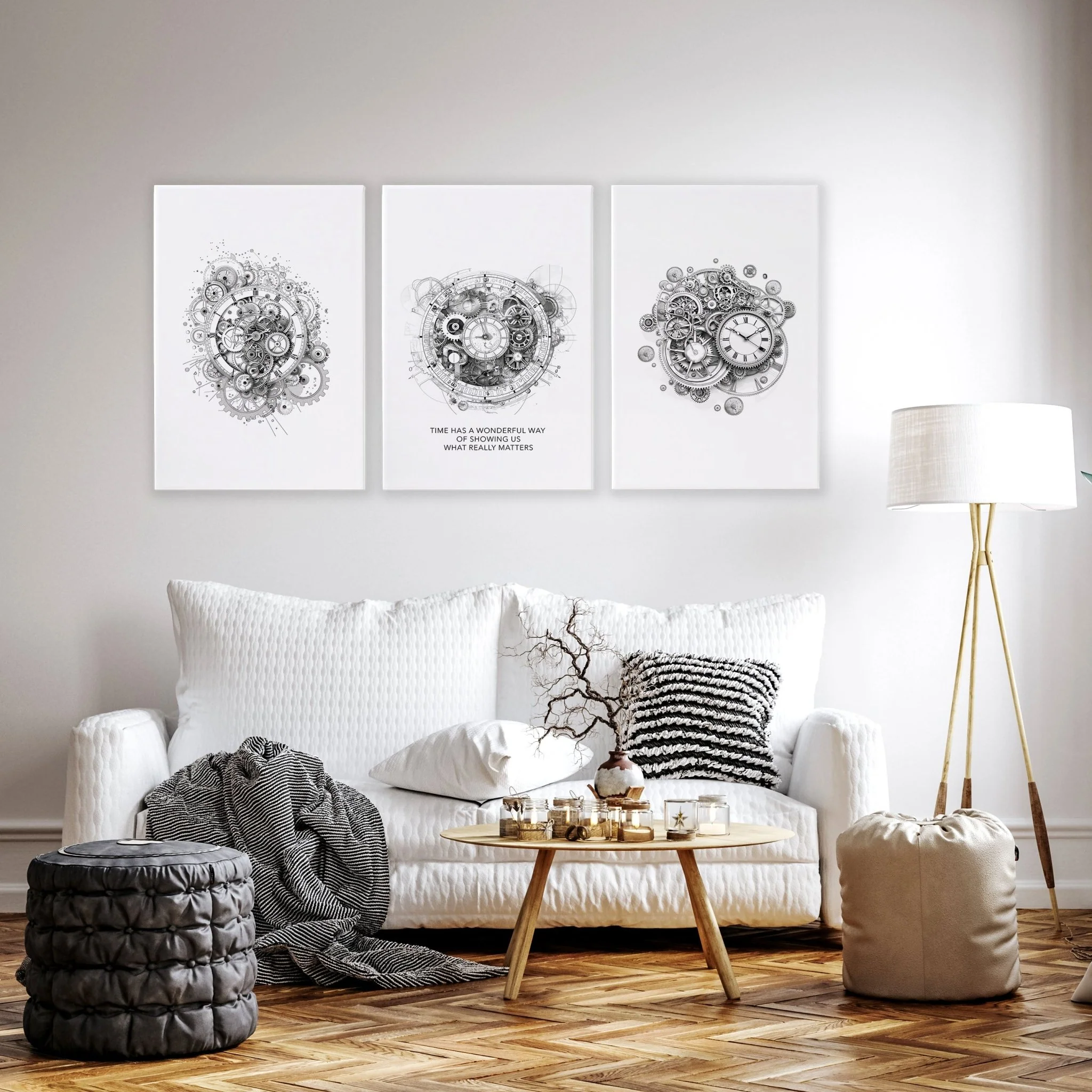Canvas Painting Wall Decor | Set of 3 Abstract Clocks Wall art Prints - Image 4