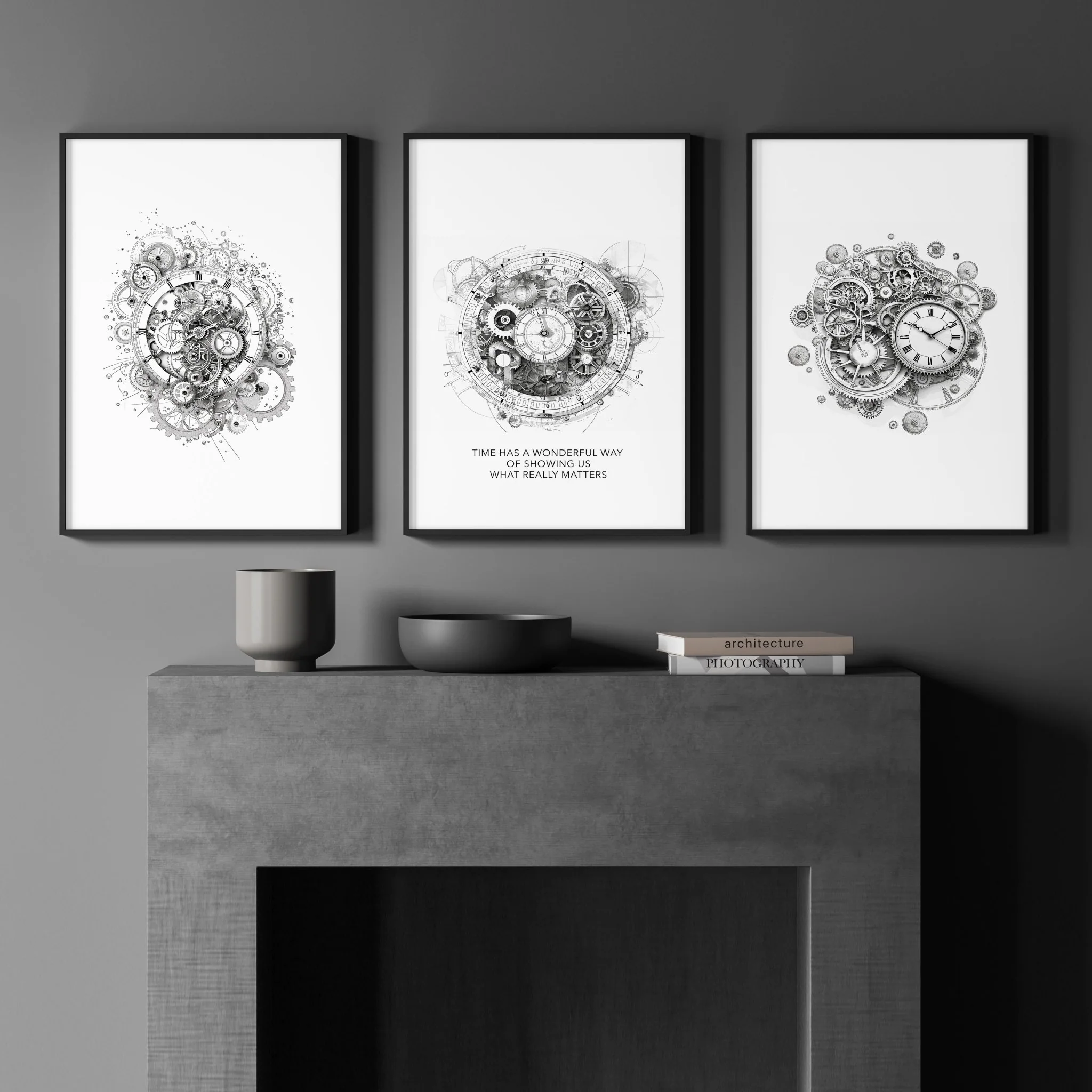 Canvas Painting Wall Decor | Set of 3 Abstract Clocks Wall art Prints - Image 5