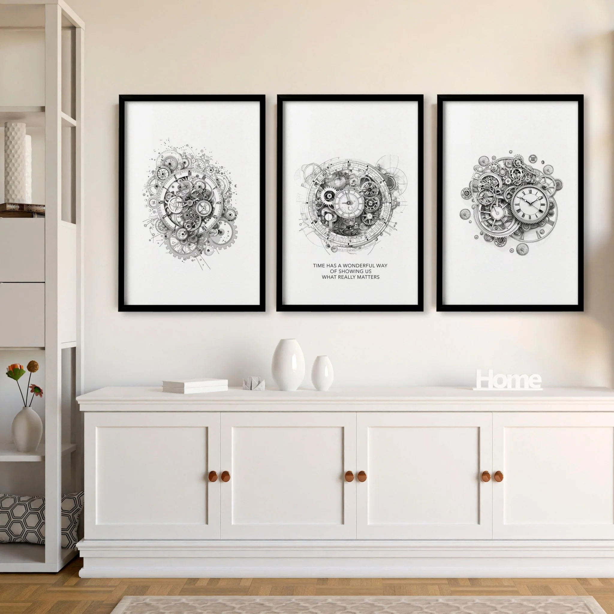 Canvas Painting Wall Decor | Set of 3 Abstract Clocks Wall art Prints - Image 7