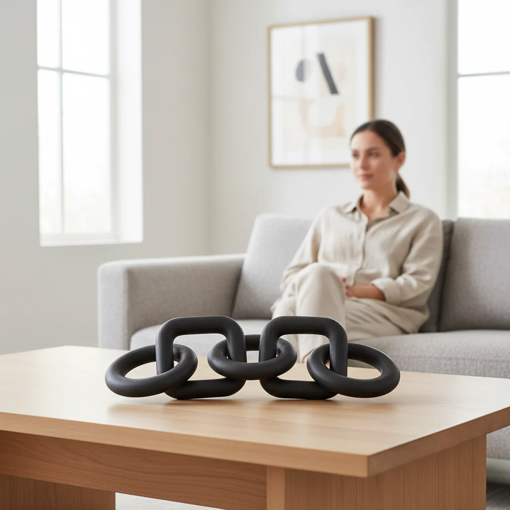 Cato 5 Link Black Wood Chain Sculpture - Image 2