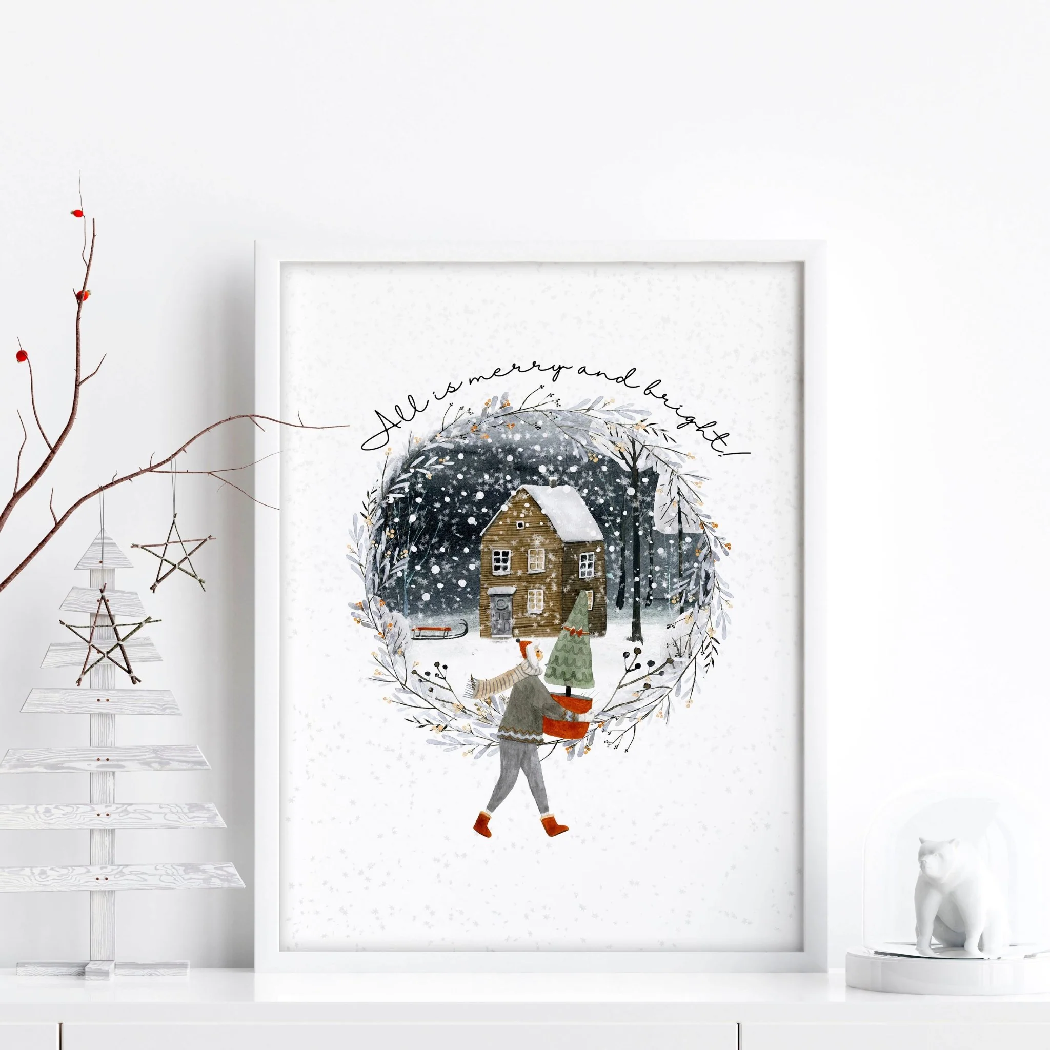 Christmas decor in living room wall art print - Image 4