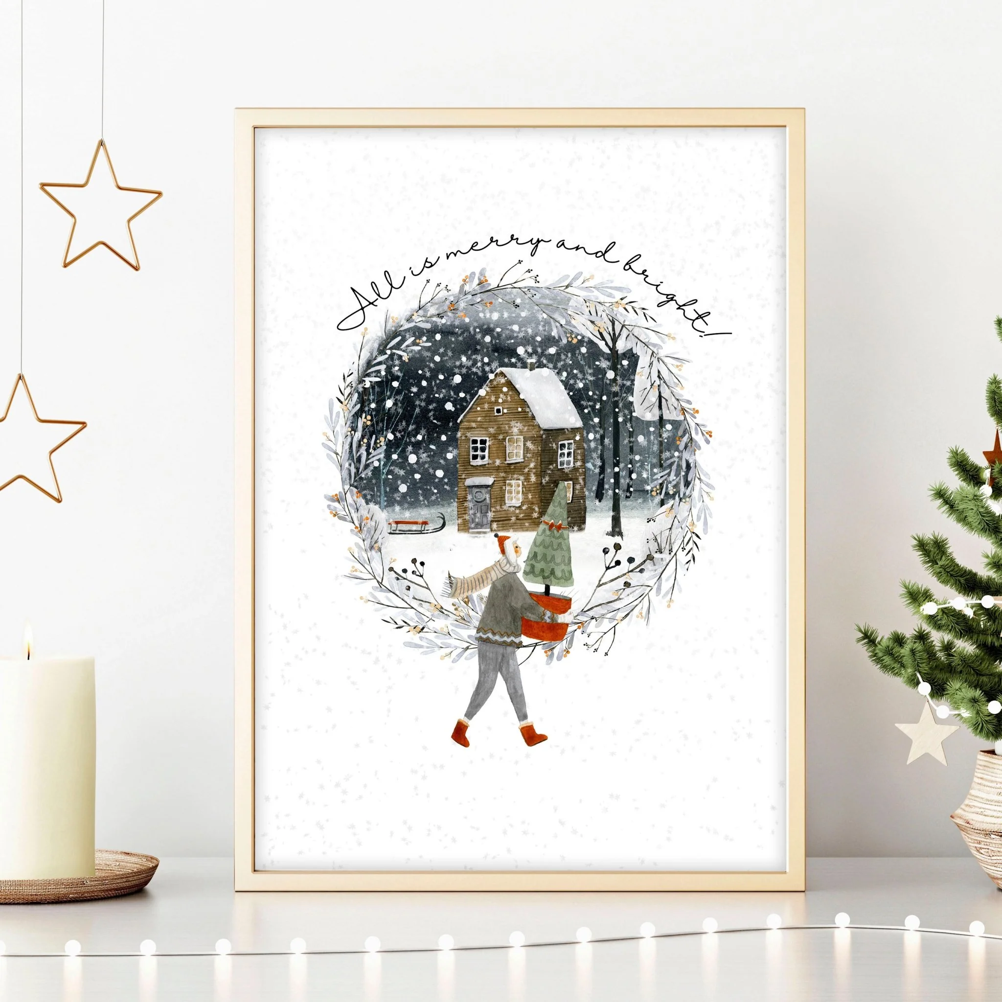 Christmas decor in living room wall art print - Image 5