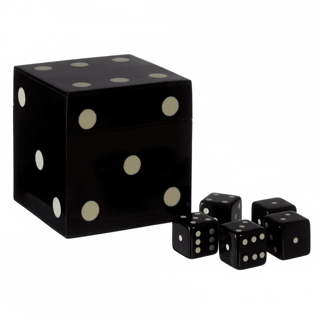 Churchill Games Black And White Dice Box With 5 Dice - Image 5