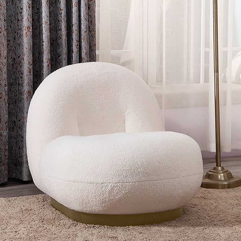 Classic Boucle Pacha Lounge Chair, Gold Base - Image 8