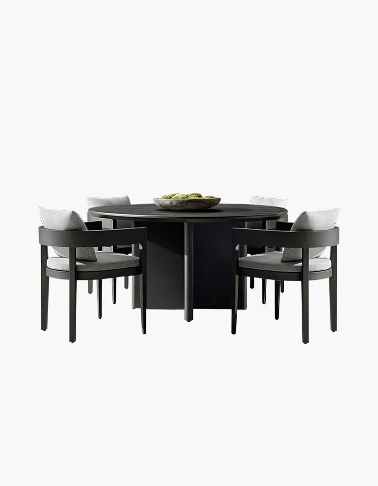 Cortez Outdoor Dining Table Set, Black - Image 9
