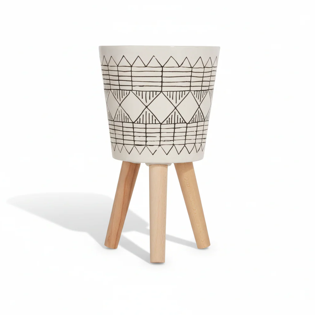 Darnell White And Black Small Planter