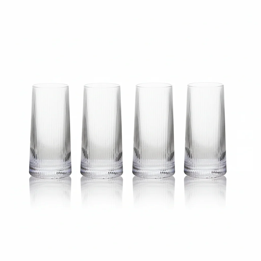 Eldon Set of Four Ribbed Hi Ball Glasses