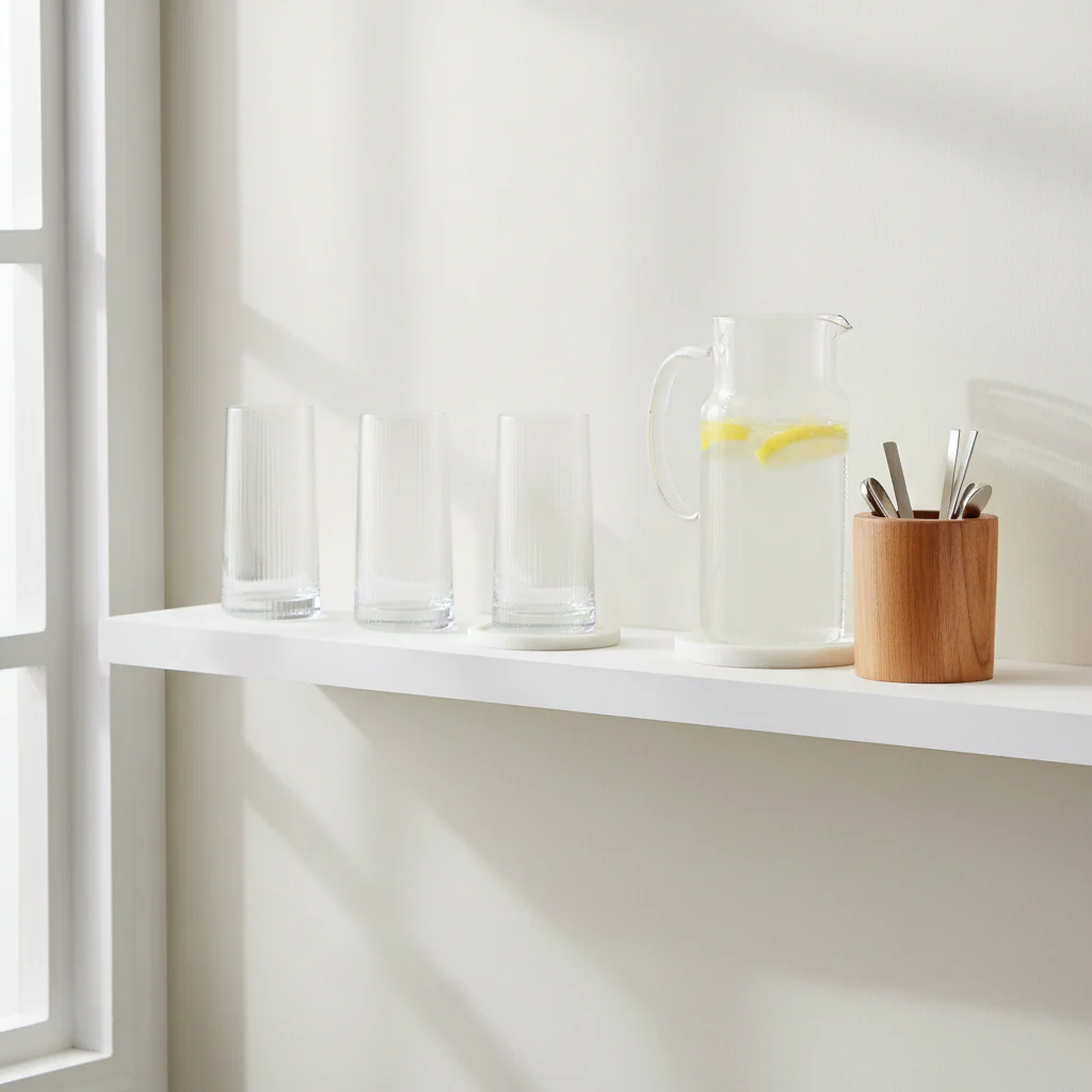 Eldon Set of Four Ribbed Hi Ball Glasses - Image 4