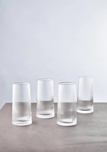 Eldon Set of Four Ribbed Hi Ball Glasses - Image 6