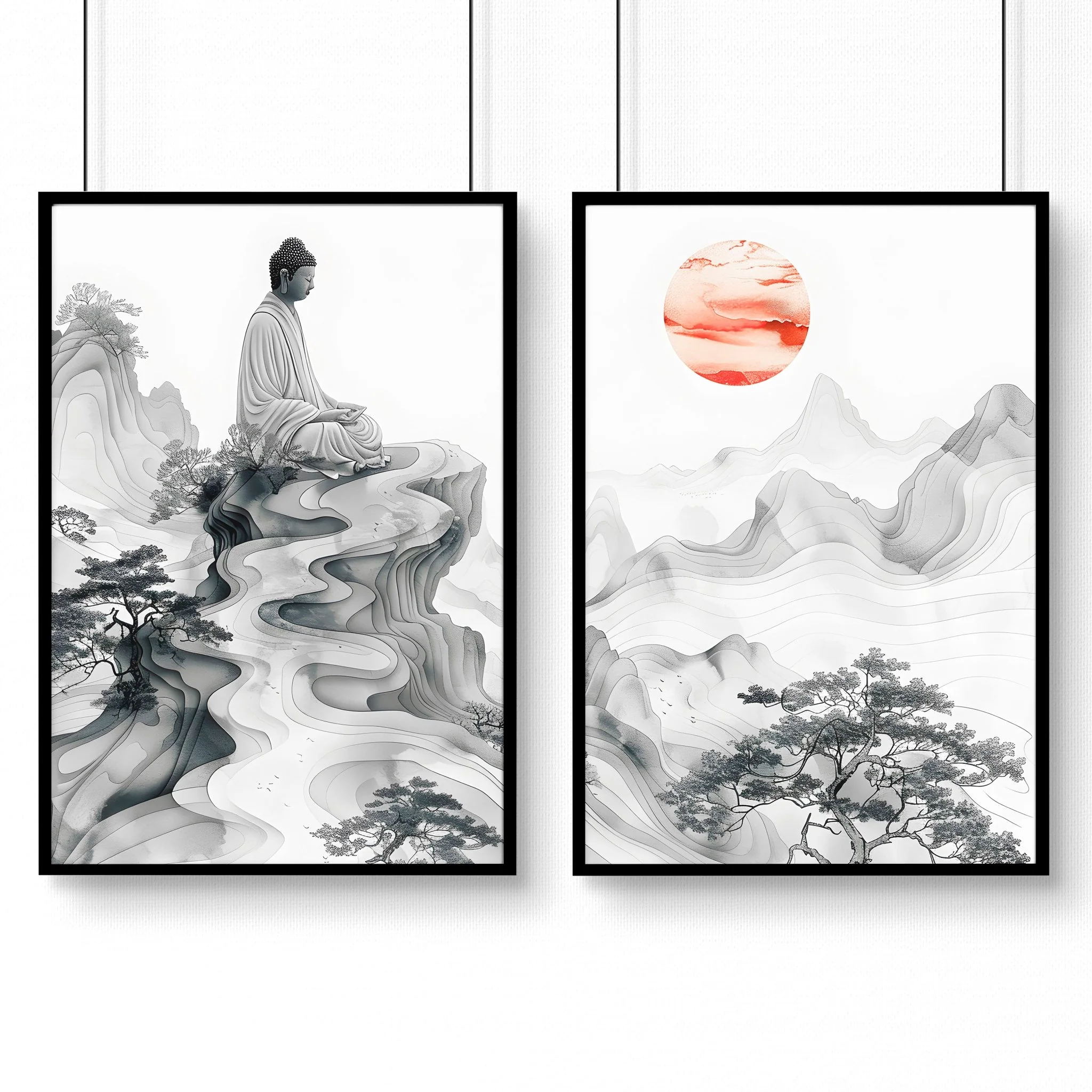 Extra Large Framed Wall Art | Set of 2 Asian Inspired Wall art Prints - Image 11