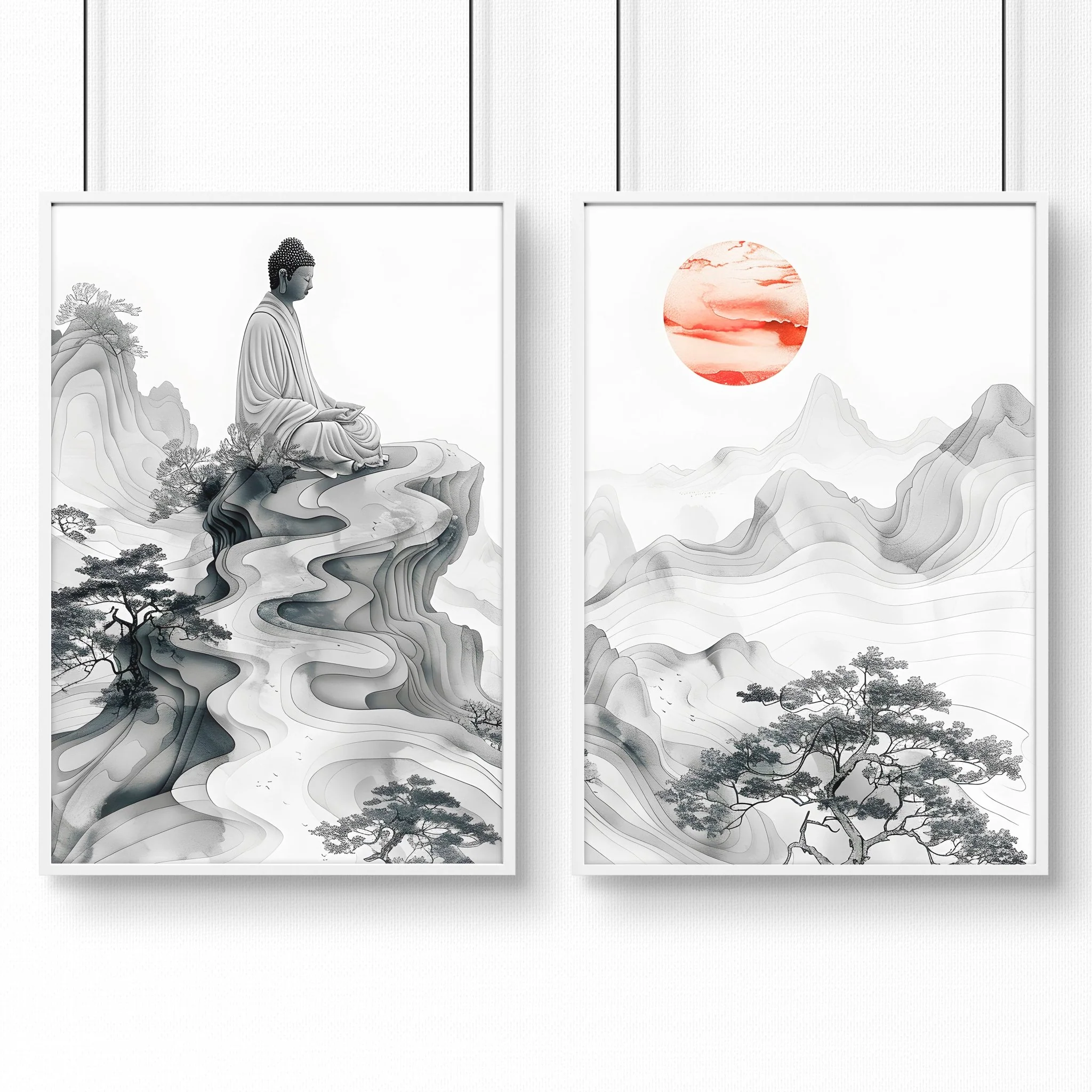 Extra Large Framed Wall Art | Set of 2 Asian Inspired Wall art Prints - Image 13