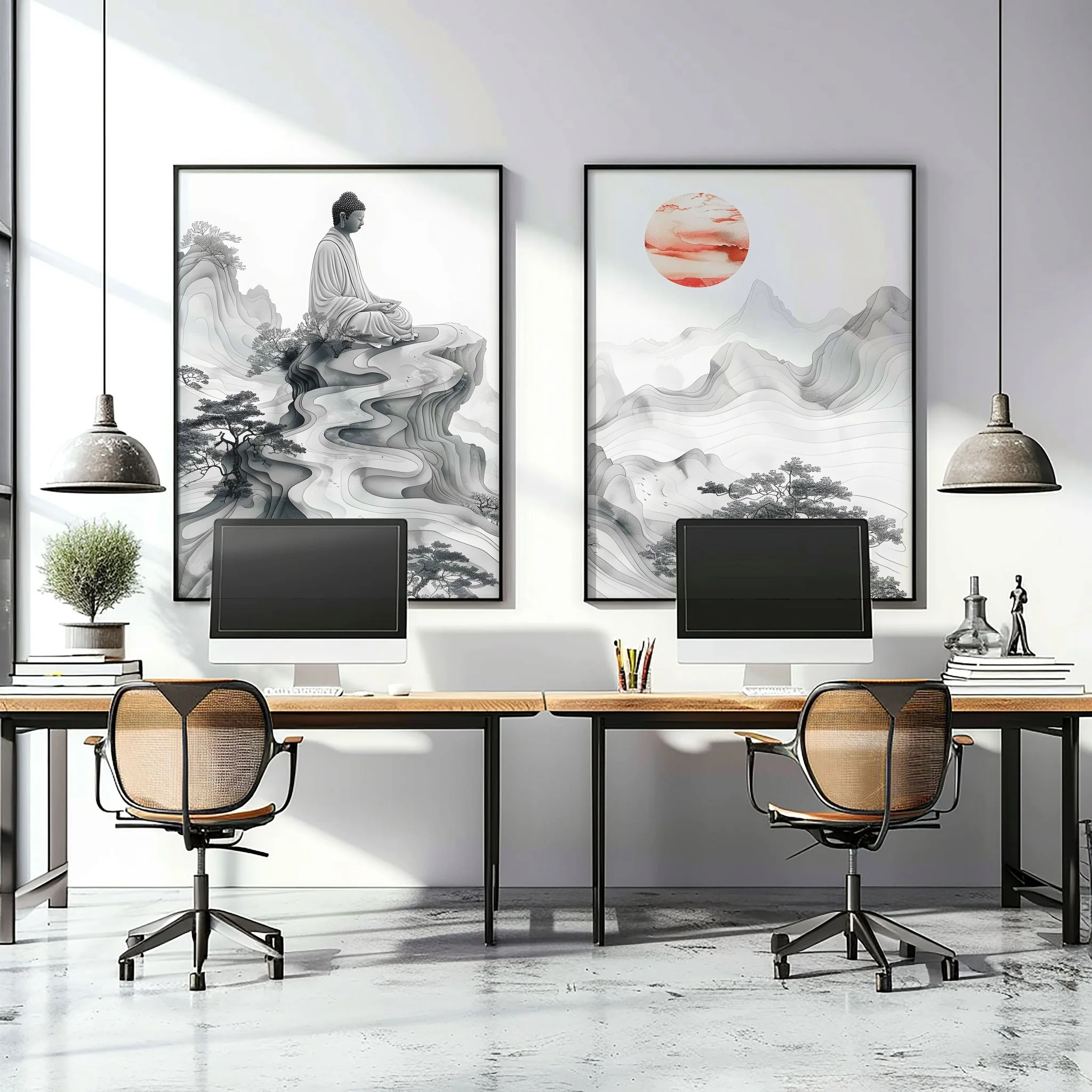 Extra Large Framed Wall Art | Set of 2 Asian Inspired Wall art Prints - Image 3