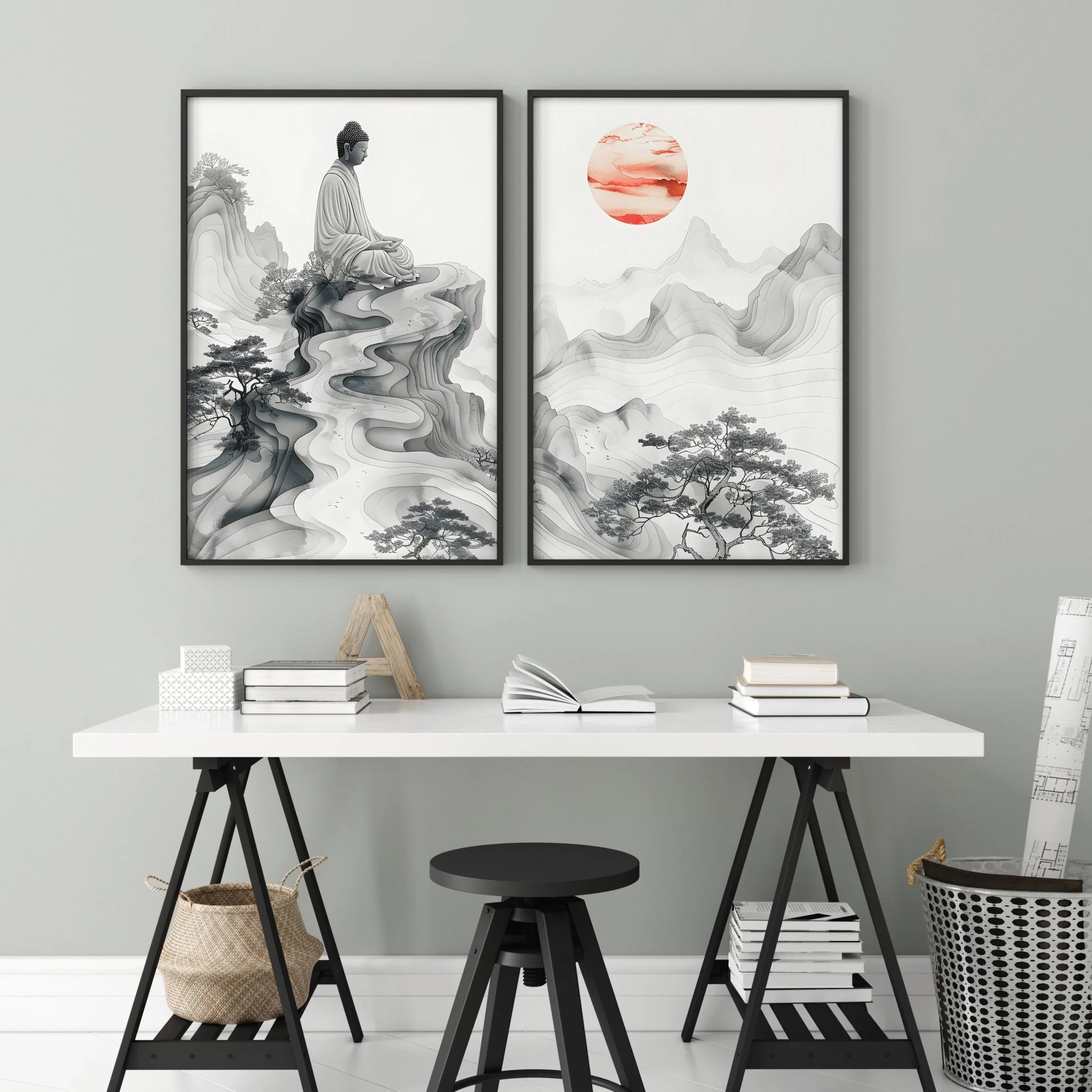 Extra Large Framed Wall Art | Set of 2 Asian Inspired Wall art Prints - Image 4