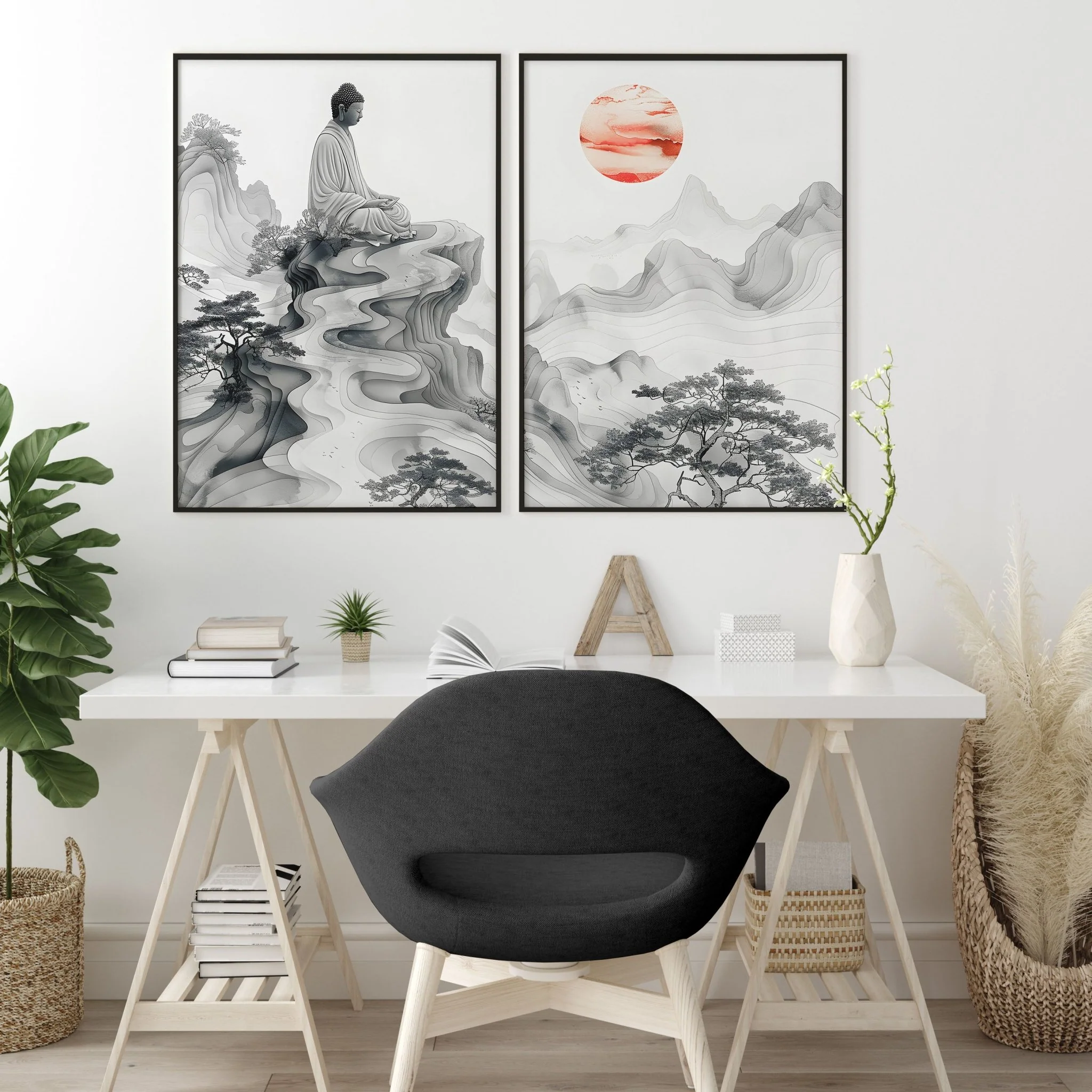 Extra Large Framed Wall Art | Set of 2 Asian Inspired Wall art Prints - Image 5