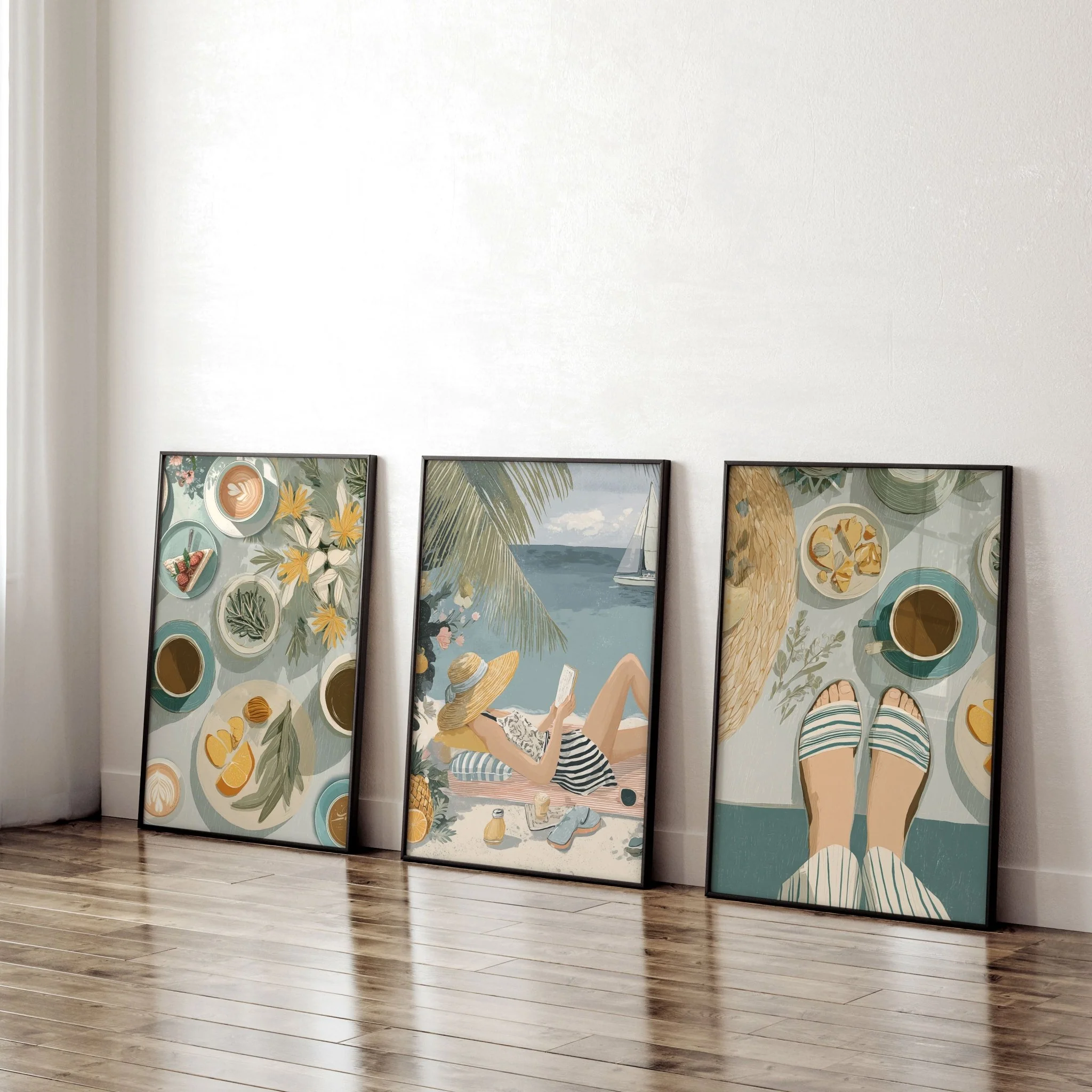 Extra Large Pictures For Living Room | Set of 3 Italian Lifestyle Wall art Prints - Image 2