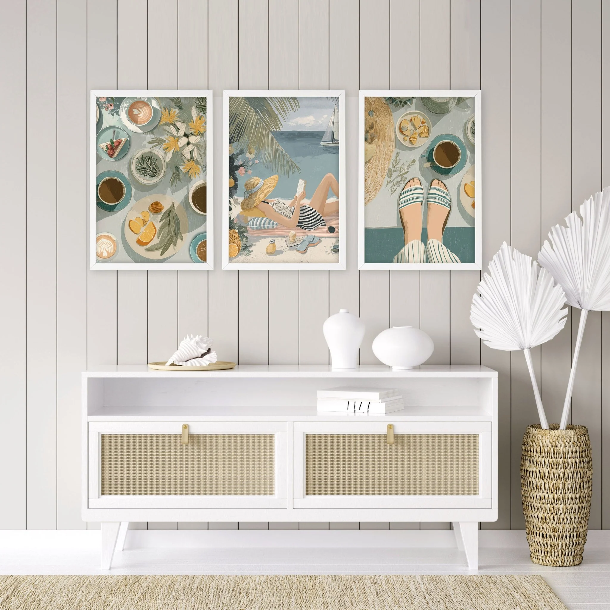 Extra Large Pictures For Living Room | Set of 3 Italian Lifestyle Wall art Prints - Image 3