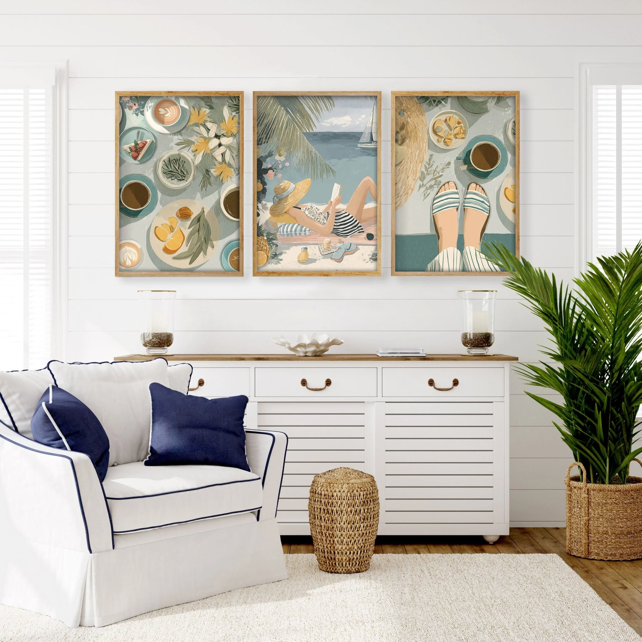Extra Large Pictures For Living Room | Set of 3 Italian Lifestyle Wall art Prints - Image 4