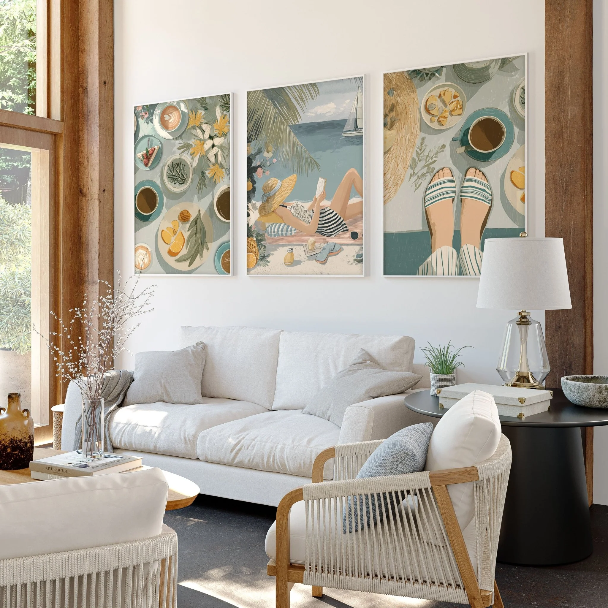 Extra Large Pictures For Living Room | Set of 3 Italian Lifestyle Wall art Prints - Image 6