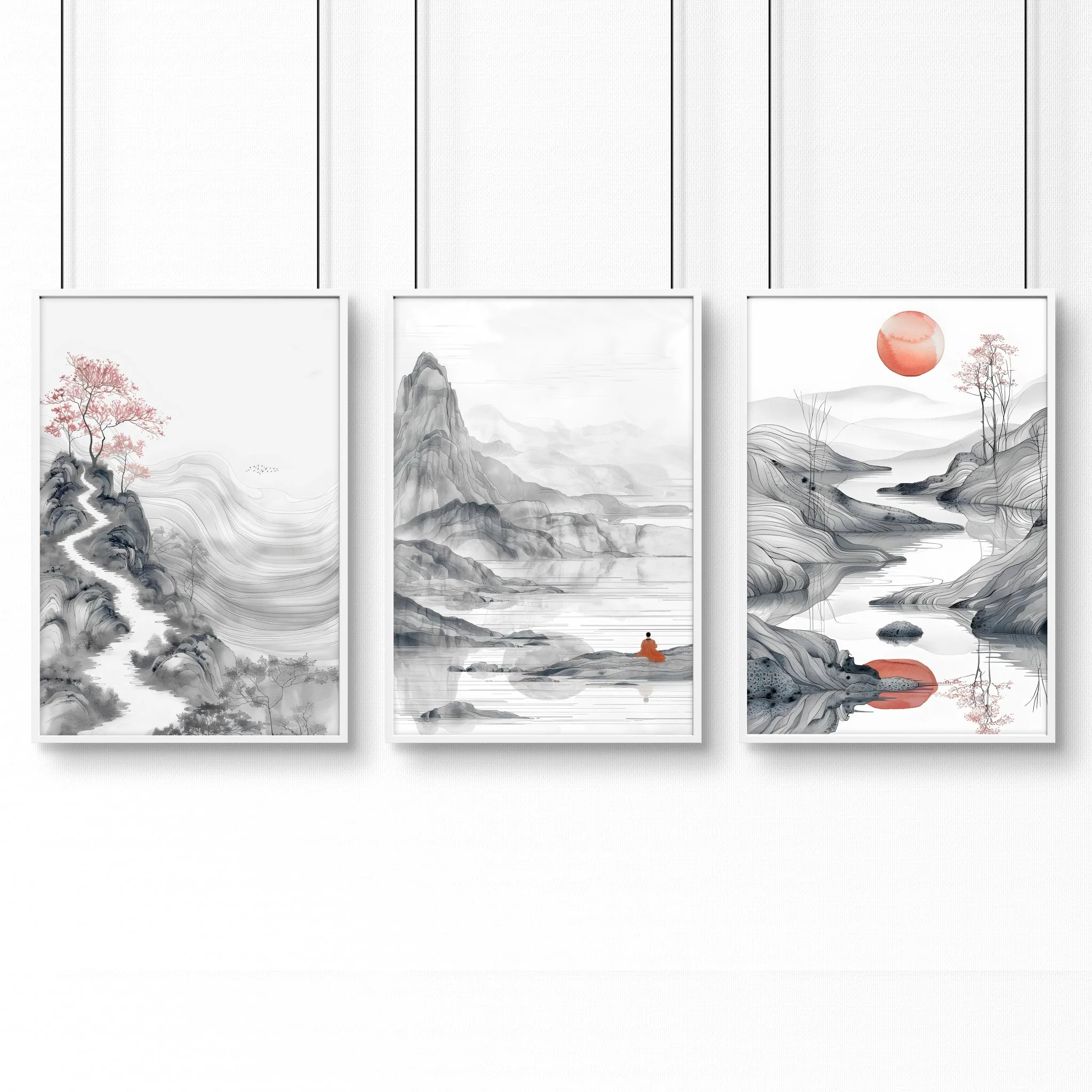 Extra Large Wall Art Framed | Set of 3 Asian Inspired Wall art Prints - Image 15