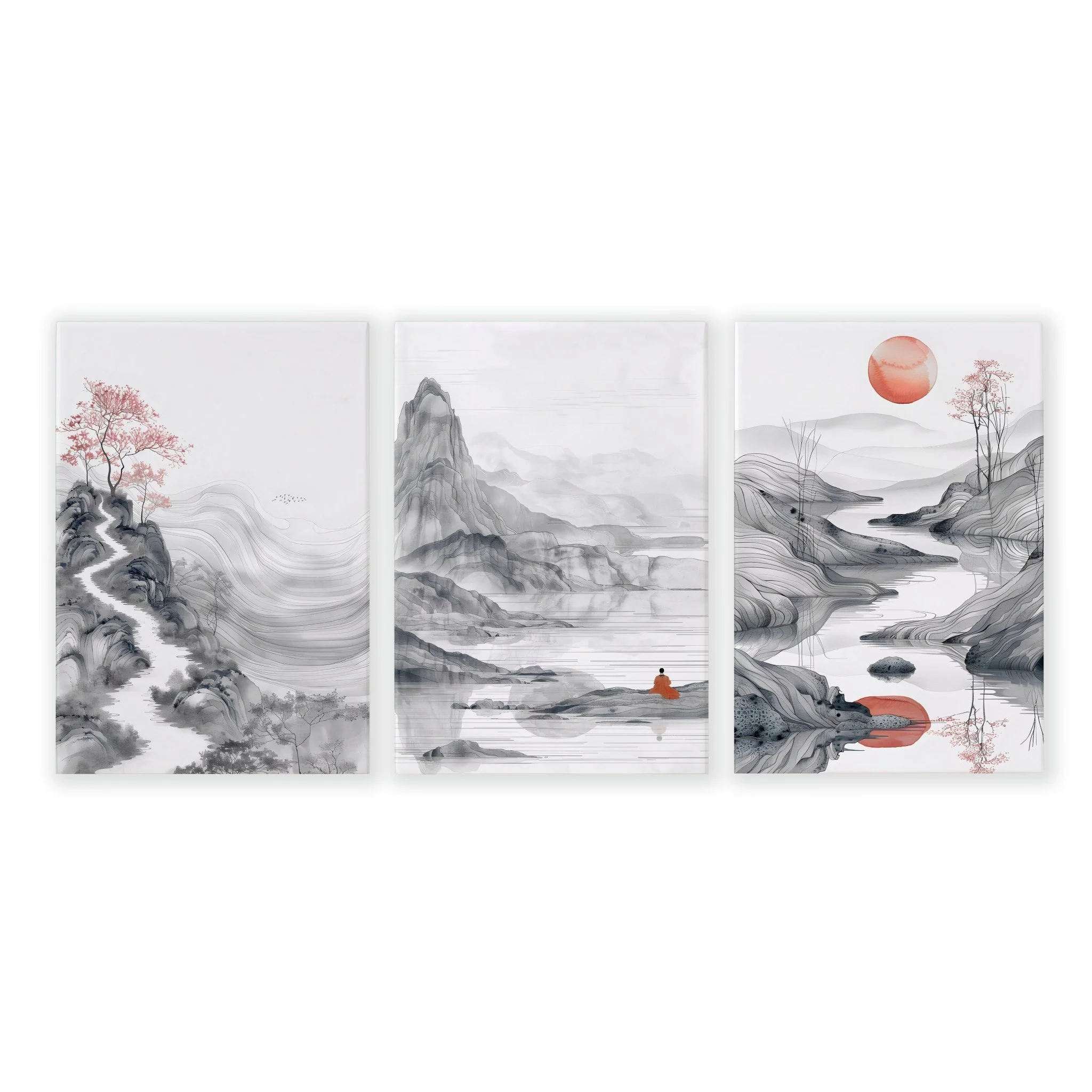 Extra Large Wall Art Framed | Set of 3 Asian Inspired Wall art Prints - Image 16