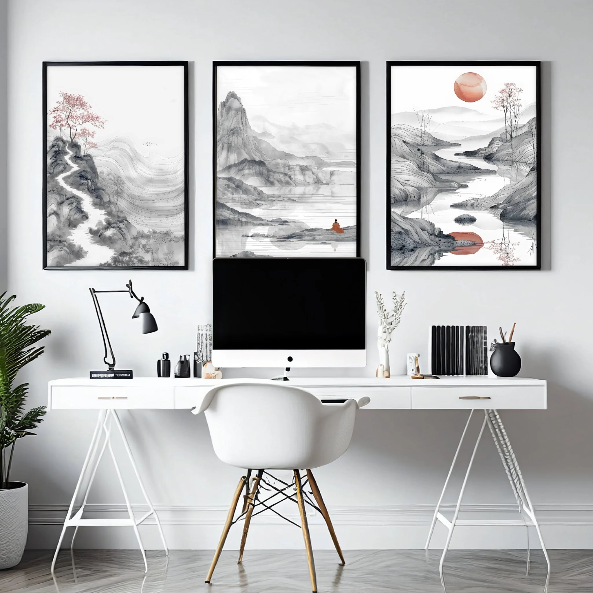 Extra Large Wall Art Framed | Set of 3 Asian Inspired Wall art Prints - Image 4