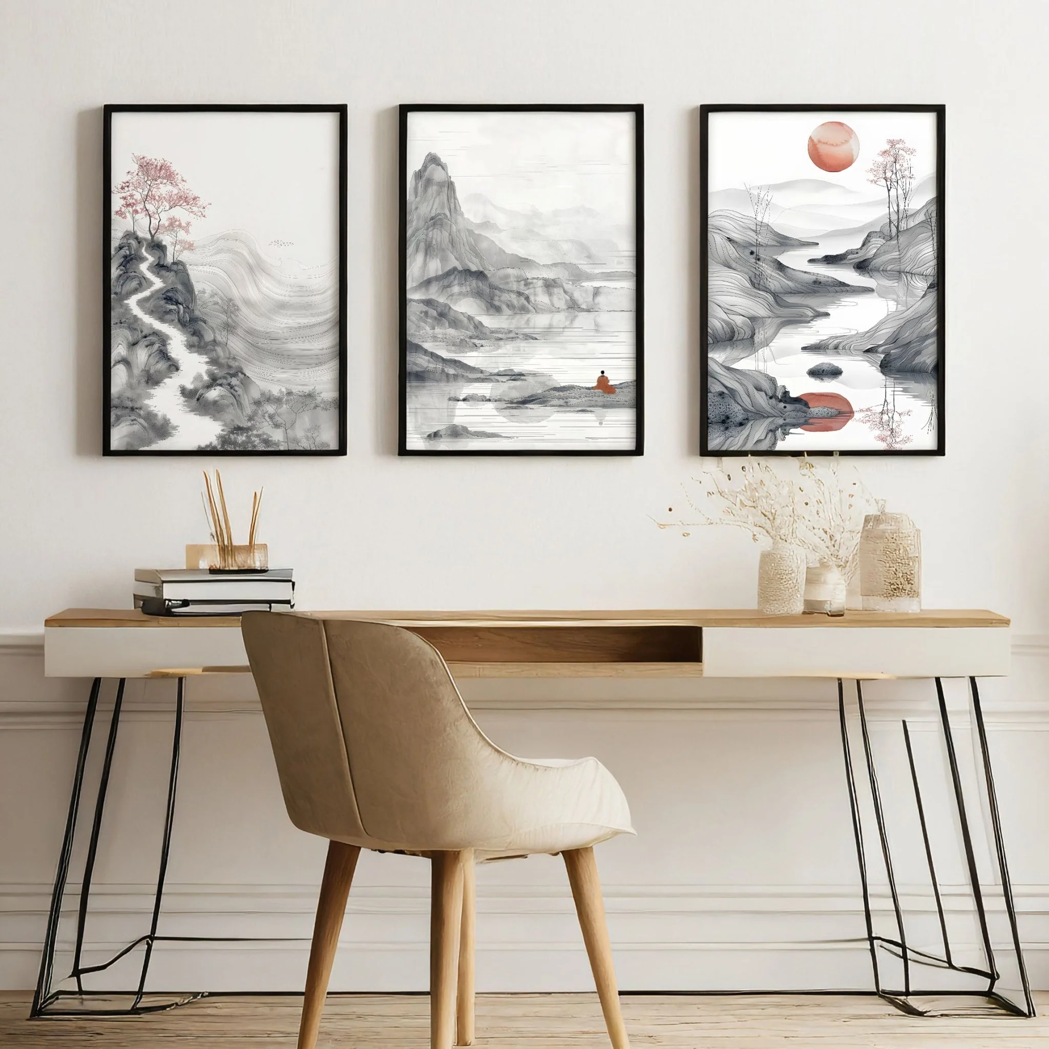 Extra Large Wall Art Framed | Set of 3 Asian Inspired Wall art Prints - Image 6