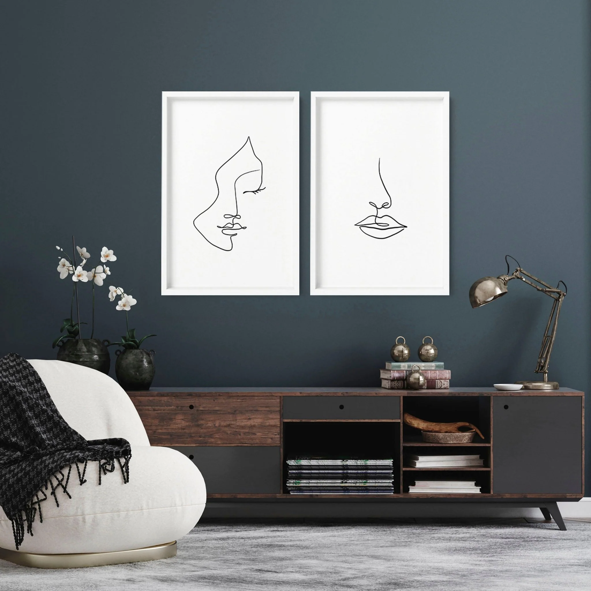 Line art drawings | Set of 2 wall art prints for living room - Image 5