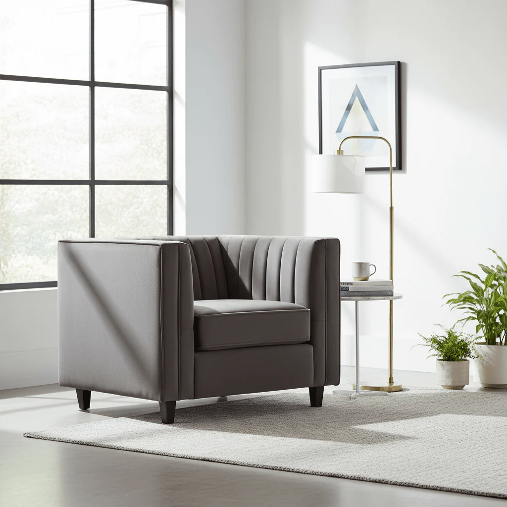 Farah Grey Velvet Chair - Image 4