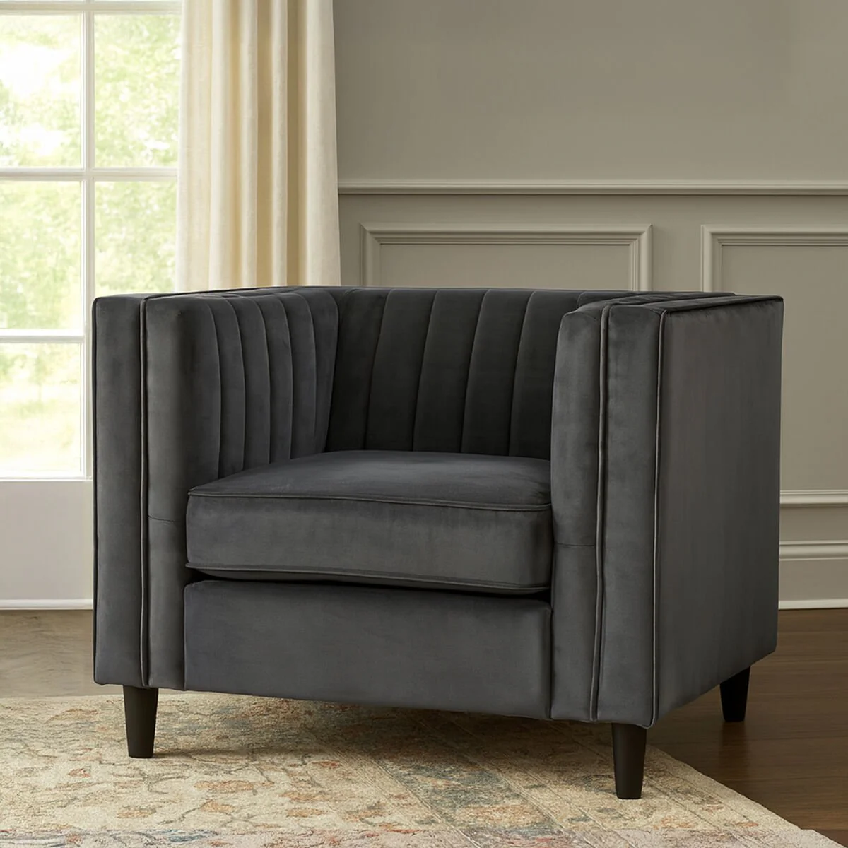 Farah Grey Velvet Chair - Image 6