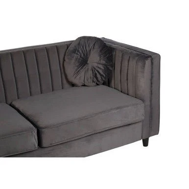 Farah Three Seat Grey Velvet Sofa - Image 12