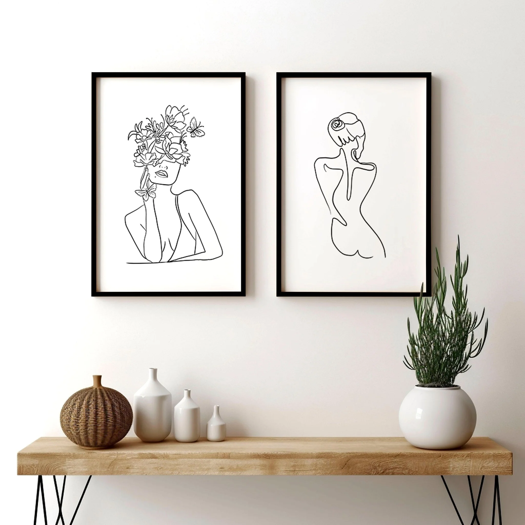 Line drawings art | Set of 2 Feminine wall art for living room - Image 5