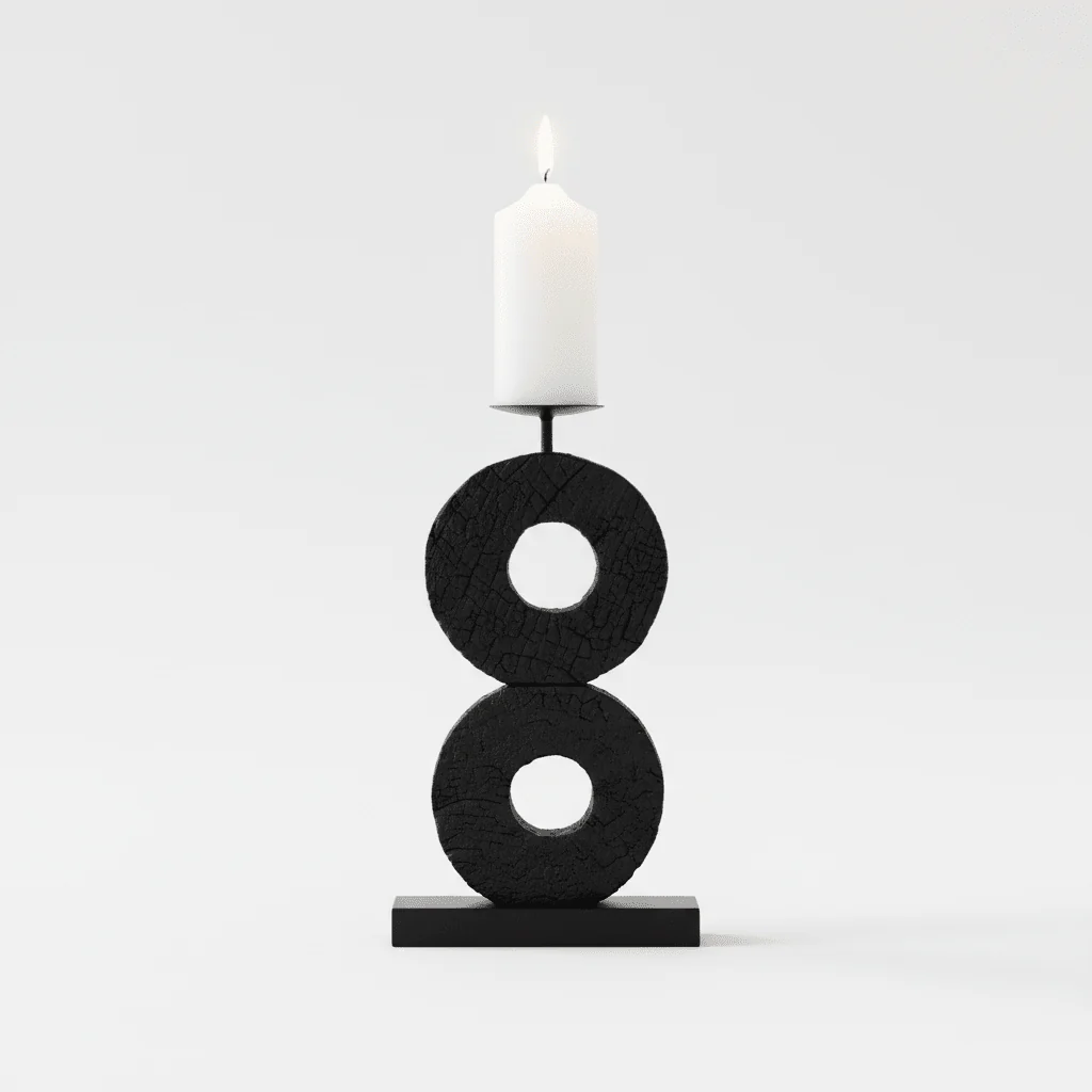 Fidel Large Charred Black Mango Wood Log Candle Holder